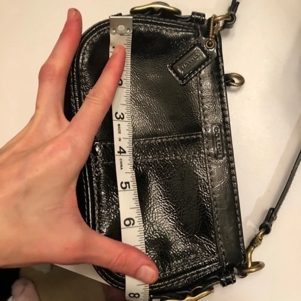Coach black patent leather ultra rare vintage y2k mini Zoe bag wristlet